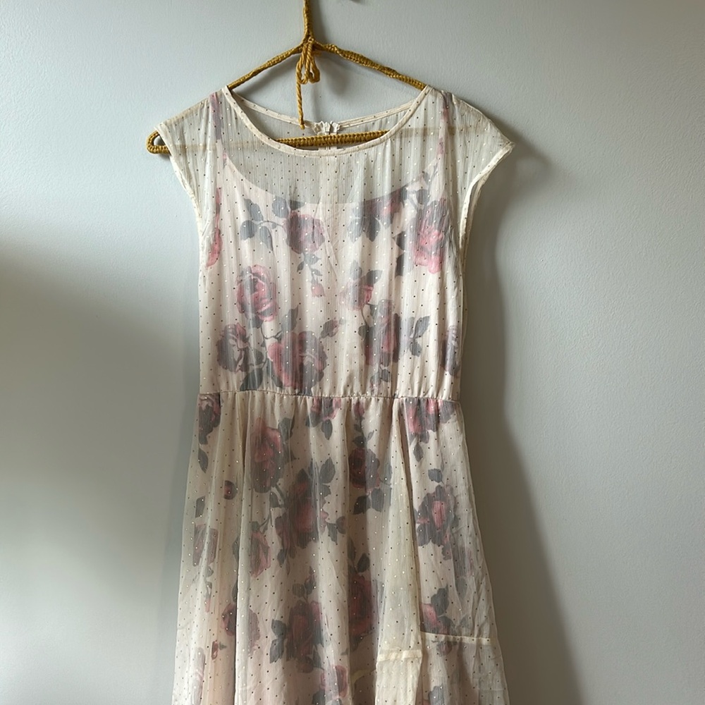 Girls Floral Cream Dress